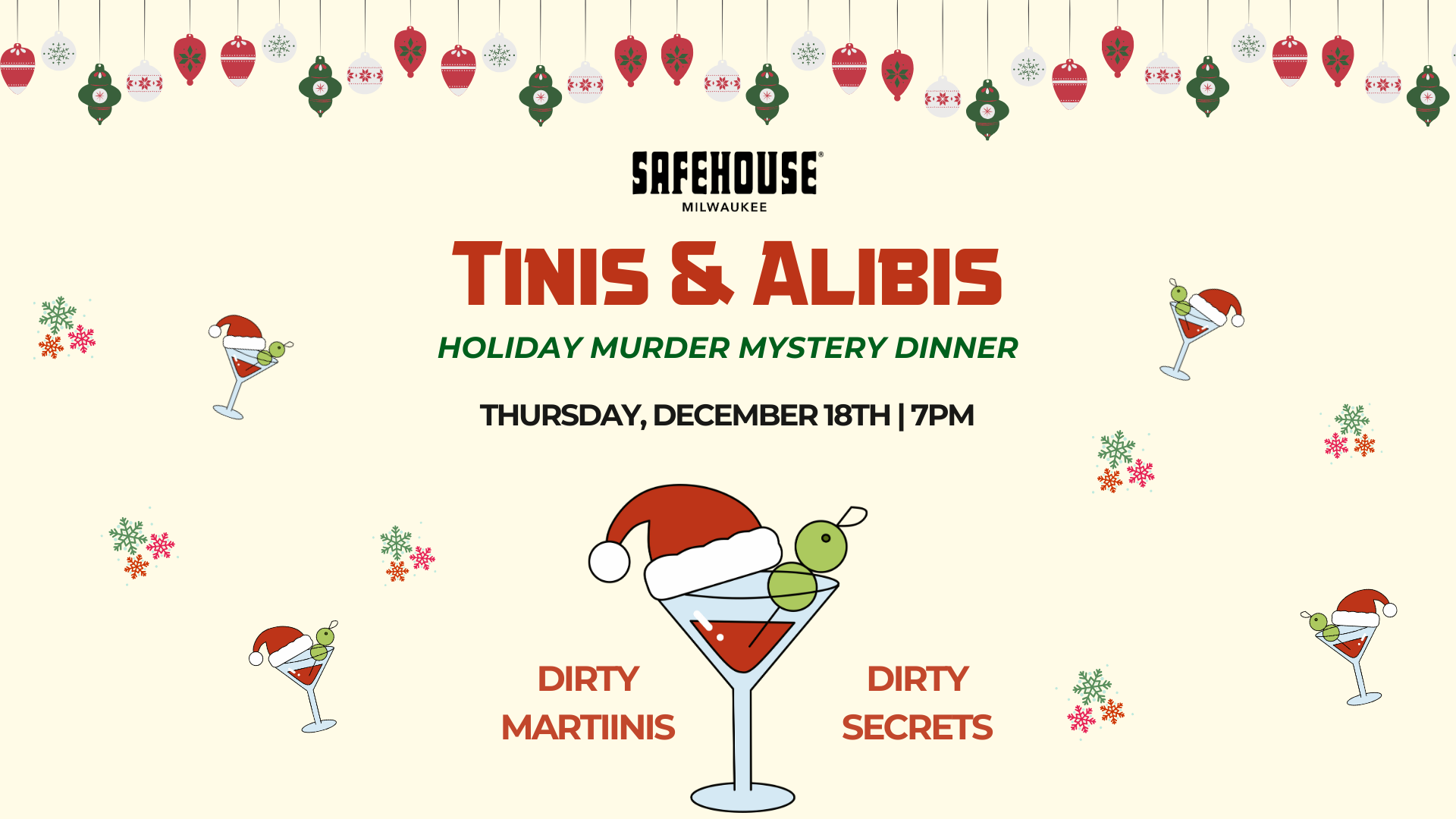 Tinis &amp; Alibis: Holiday Murder Mystery Dinner